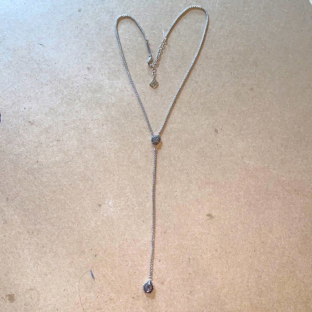 KENDRA SCOTT Double Stone Silver Necklace